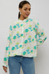Teal Printed Crepe Front Drawstring Top